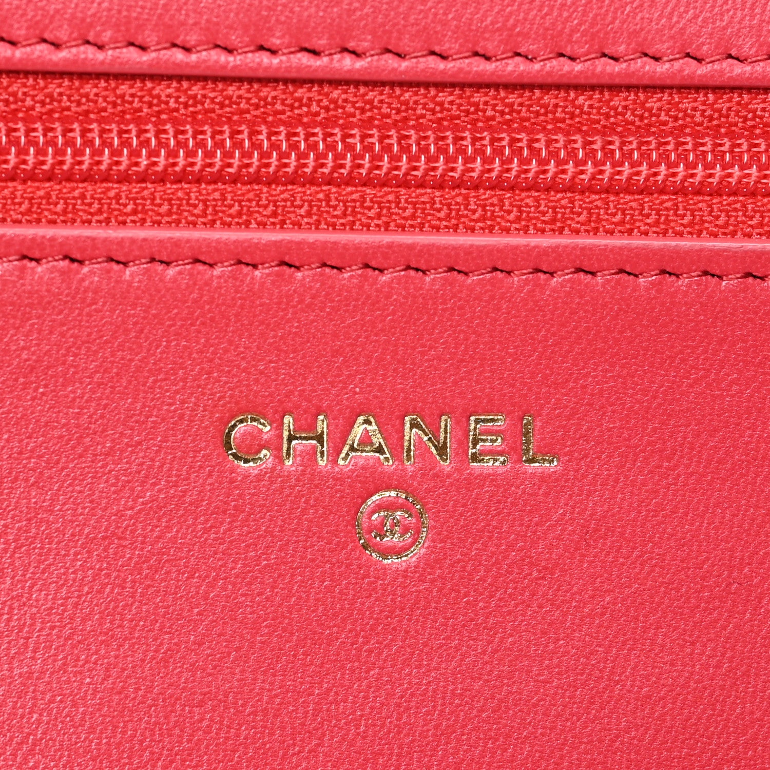 Chanel Lambskin Quilted Wallet On Chain WOC Light Red 5 of 10
