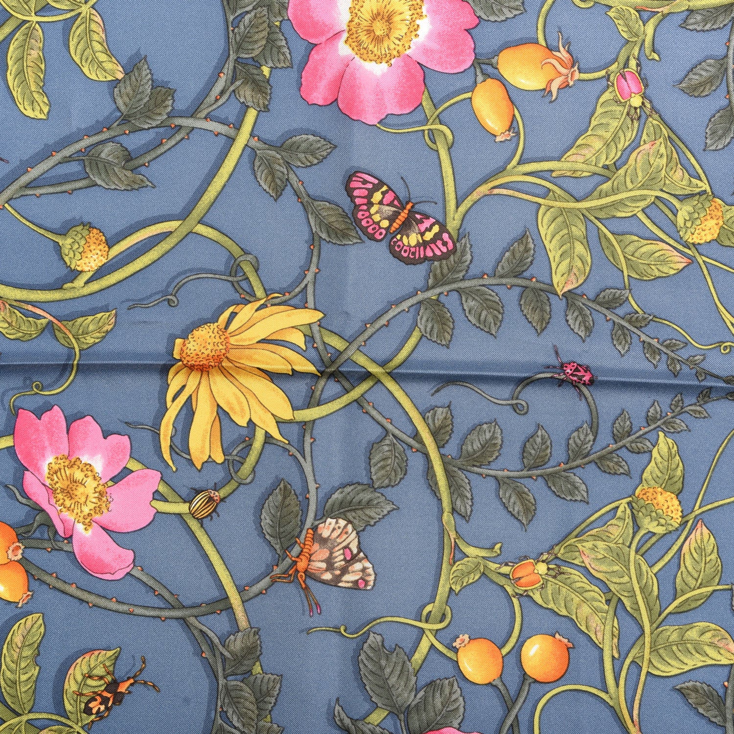 Gucci Silk Twill Flowerwebby Square Scarf Sky Blue 4 of 5