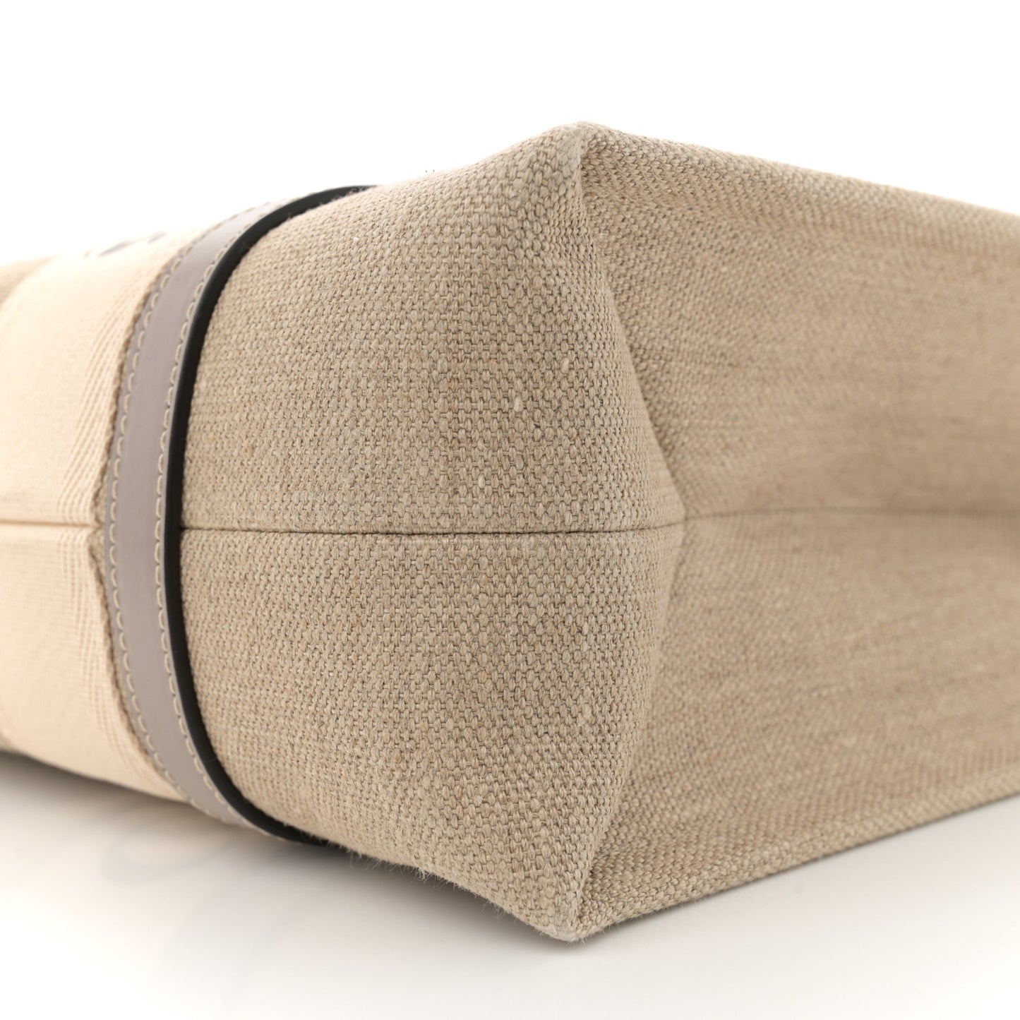 Cotton Calfskin Medium Woody Ribbon Tote Musk Grey