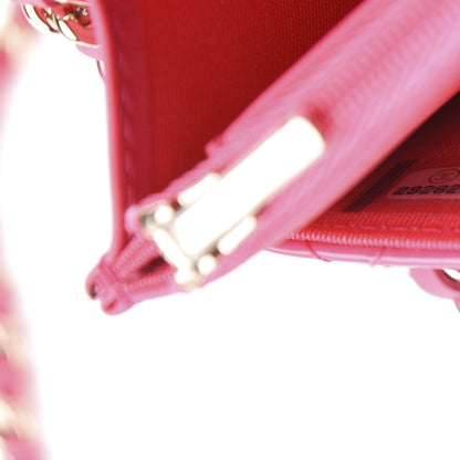 Chanel Patent Calfskin Quilted Wallet On Chain WOC Pink 10 of 12
