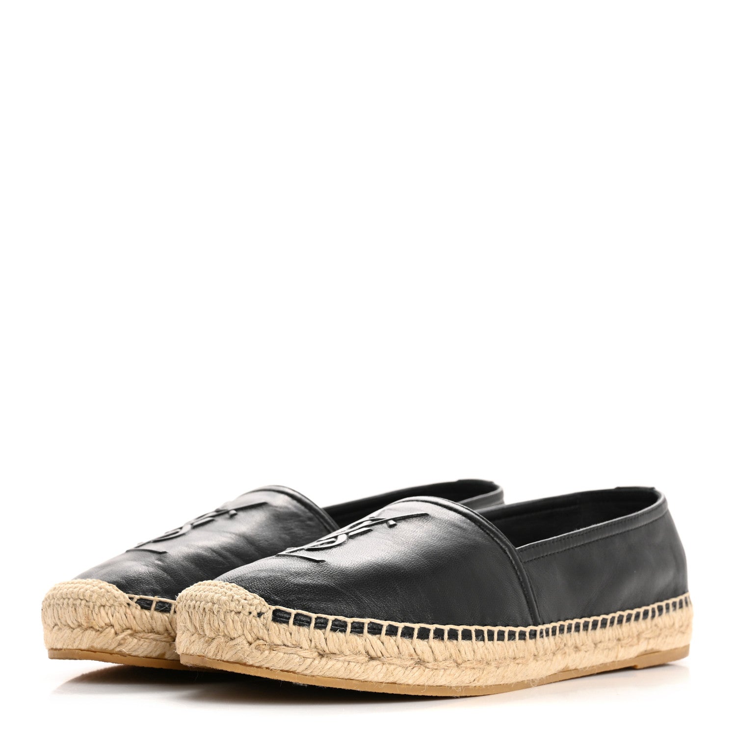 Saint Laurent Lambskin Monogram Espadrilles 37 Black 4 of 13