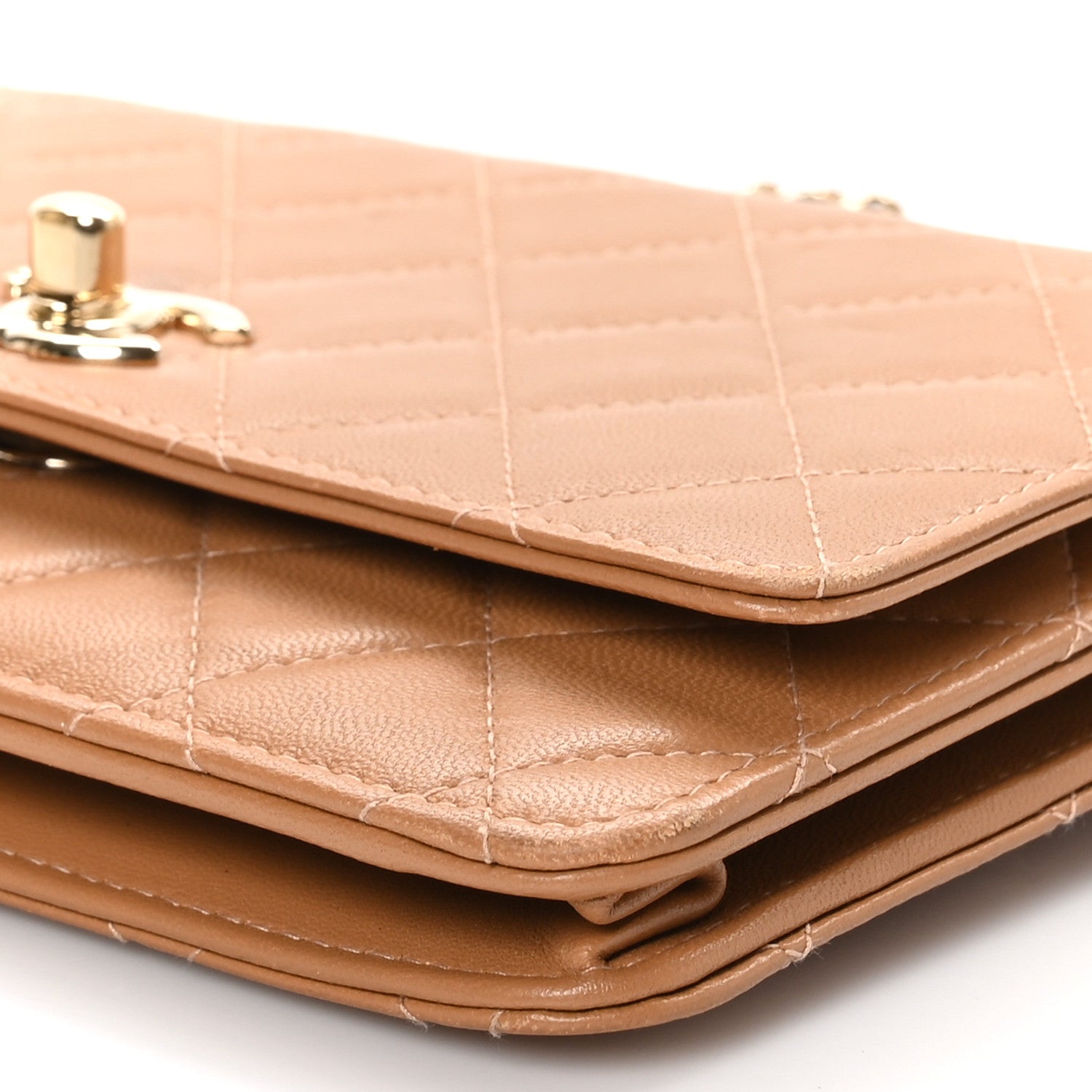 Chanel Lambskin Quilted Trendy CC Wallet On Chain WOC Camel 11 of 11