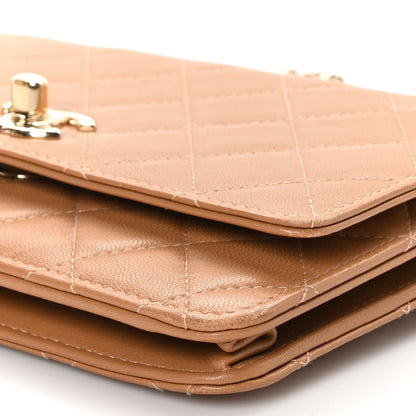 Chanel Lambskin Quilted Trendy CC Wallet On Chain WOC Camel 11 of 11