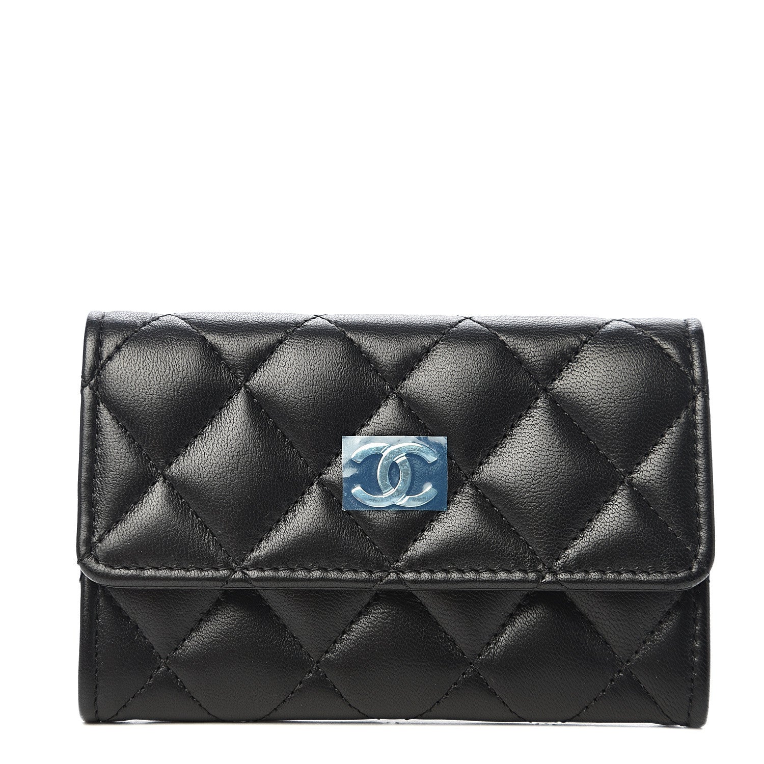 Chanel Lambskin Quilted Flap Card Holder Black 1 of 9