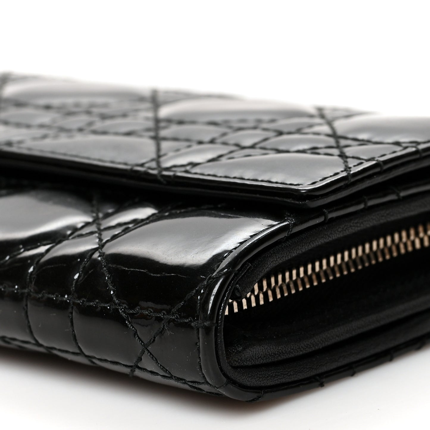Patent Cannage Lady Dior Rendezvous Wallet On Chain Black Black