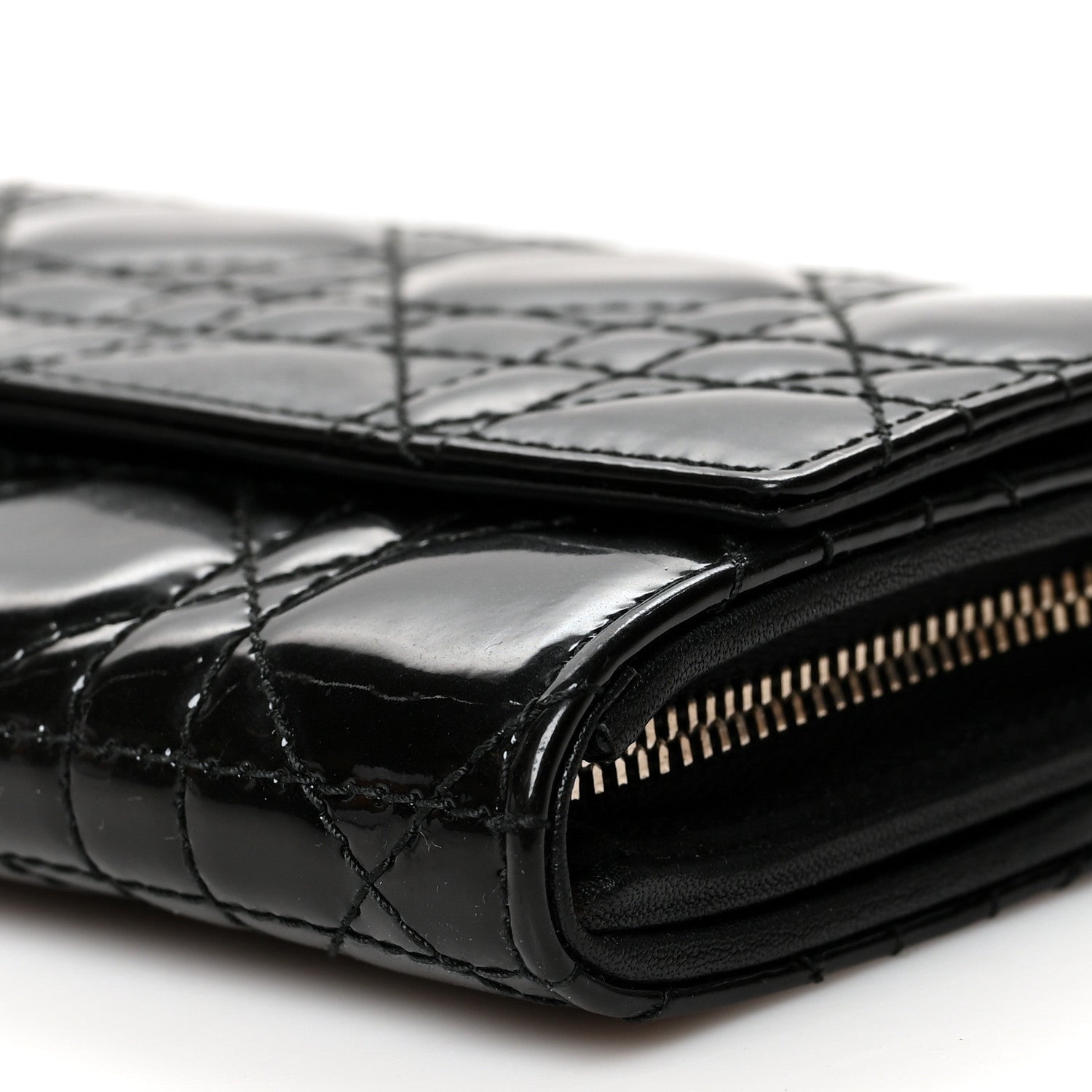 Christian Dior Patent Cannage Lady Dior Rendezvous Wallet On Chain Black Black 10 of 11