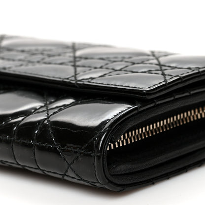 Christian Dior Patent Cannage Lady Dior Rendezvous Wallet On Chain Black Black 10 of 11