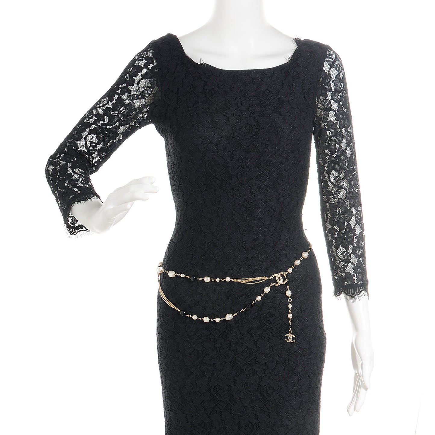 Pearl CC Beaded Belt Light Gold