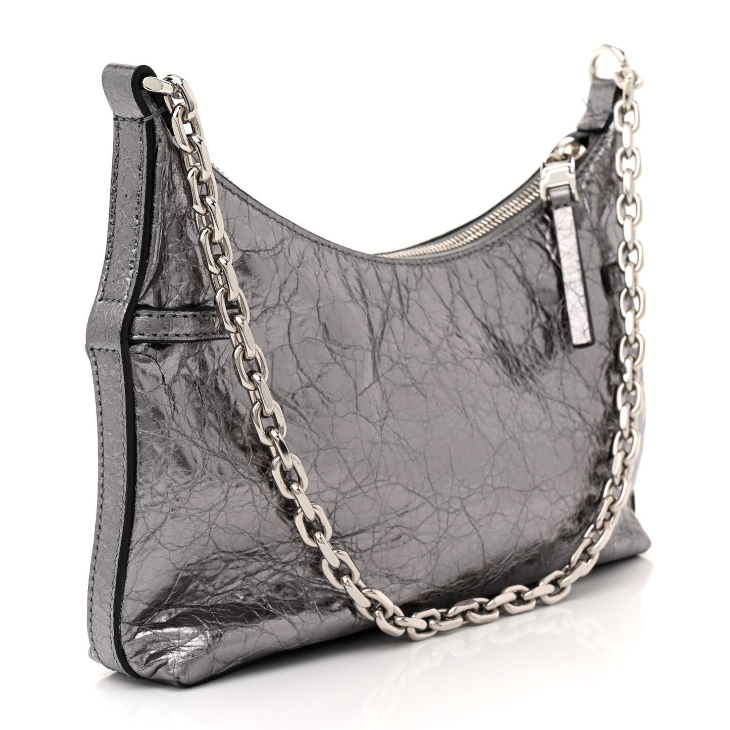 Metallic Calfskin Mini Voyou Bag Silver
