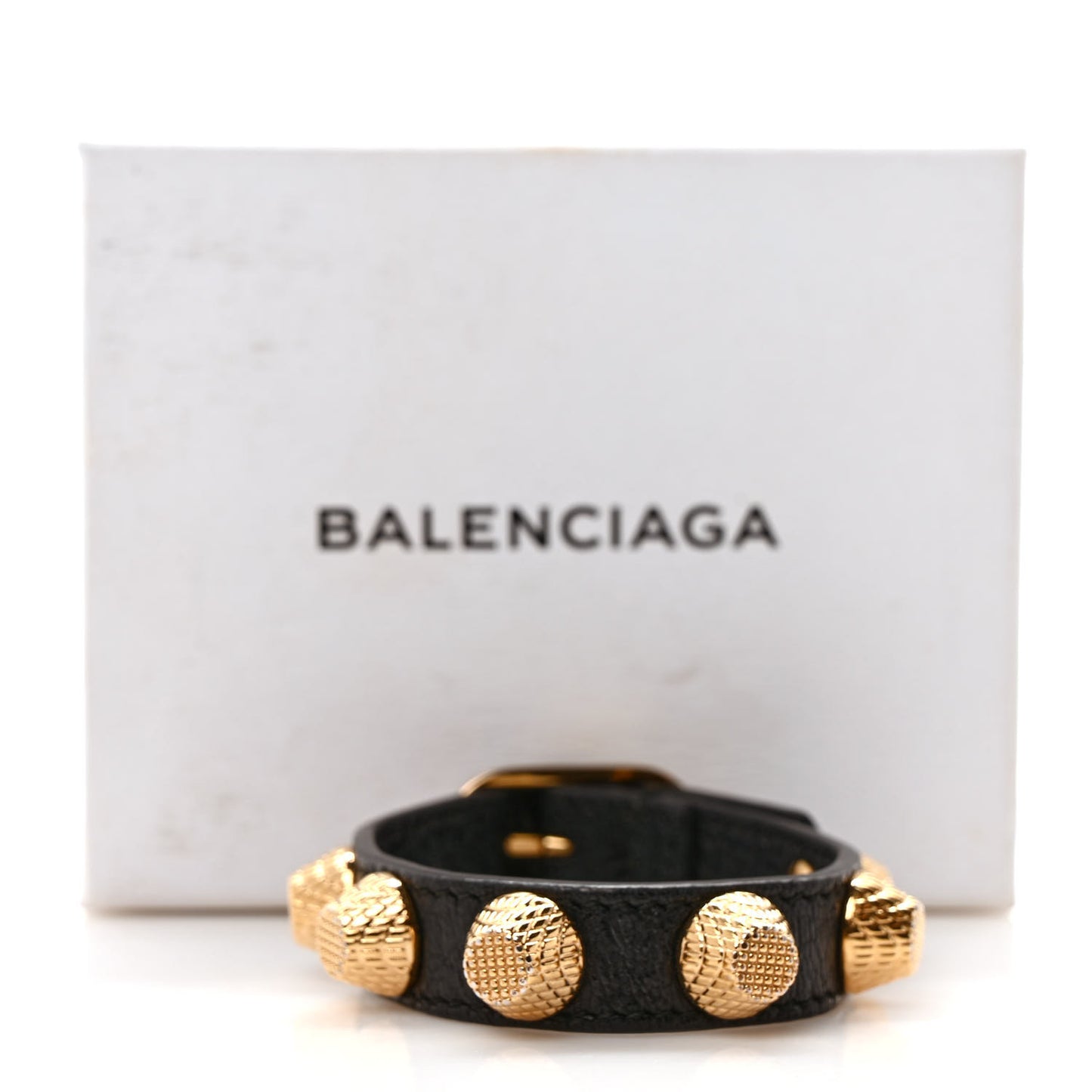 Agneau Giant 12 Gold Hardware Stud Bracelet M Black