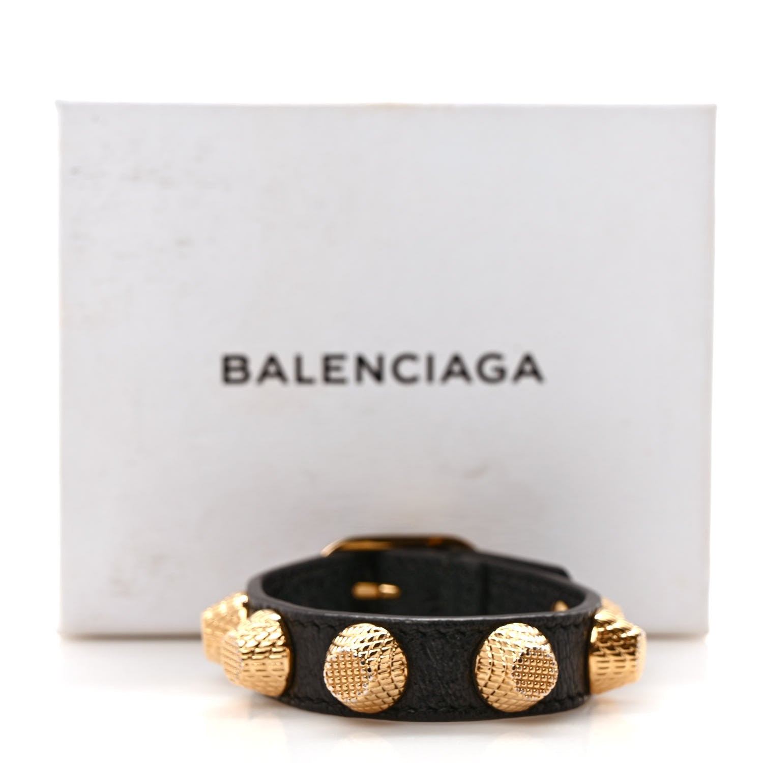 Balenciaga Agneau Giant 12 Gold Hardware Stud Bracelet M Black 4 of 4