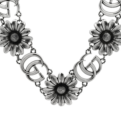 Gucci Sterling Silver Double G Flower Statement Necklace 1 of 4