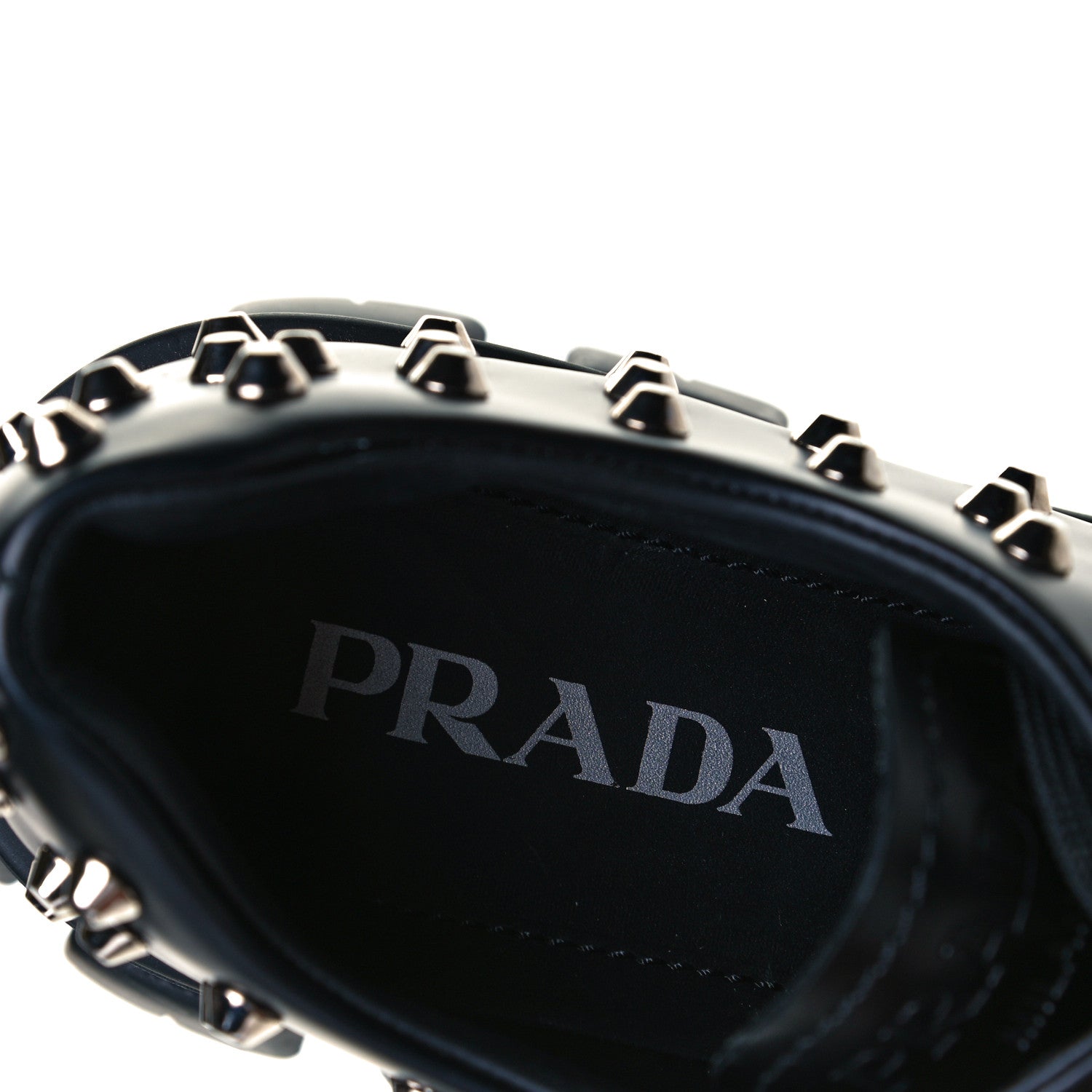 Prada Spazzolato Rois Studded Lace Up Monolith 55mm Derby Loafers 39 Black 6 of 9