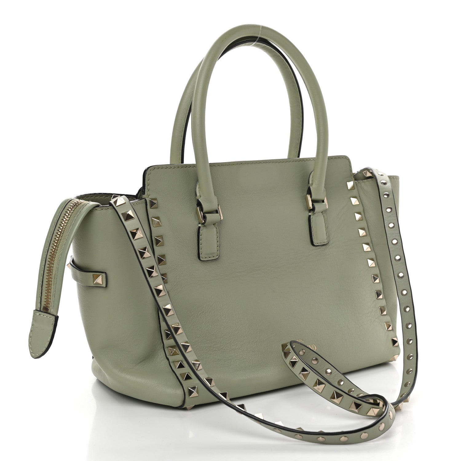 Valentino Garavani Vitello Small Rockstud Double Handle Tote Green Tea Sorbet 3 of 9