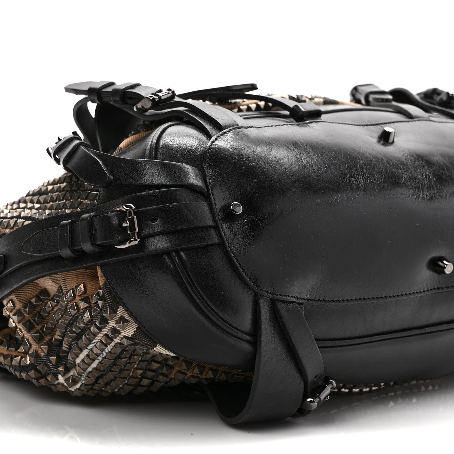 Burberry Calfskin House Check Studded Rowan Black 7 of 8