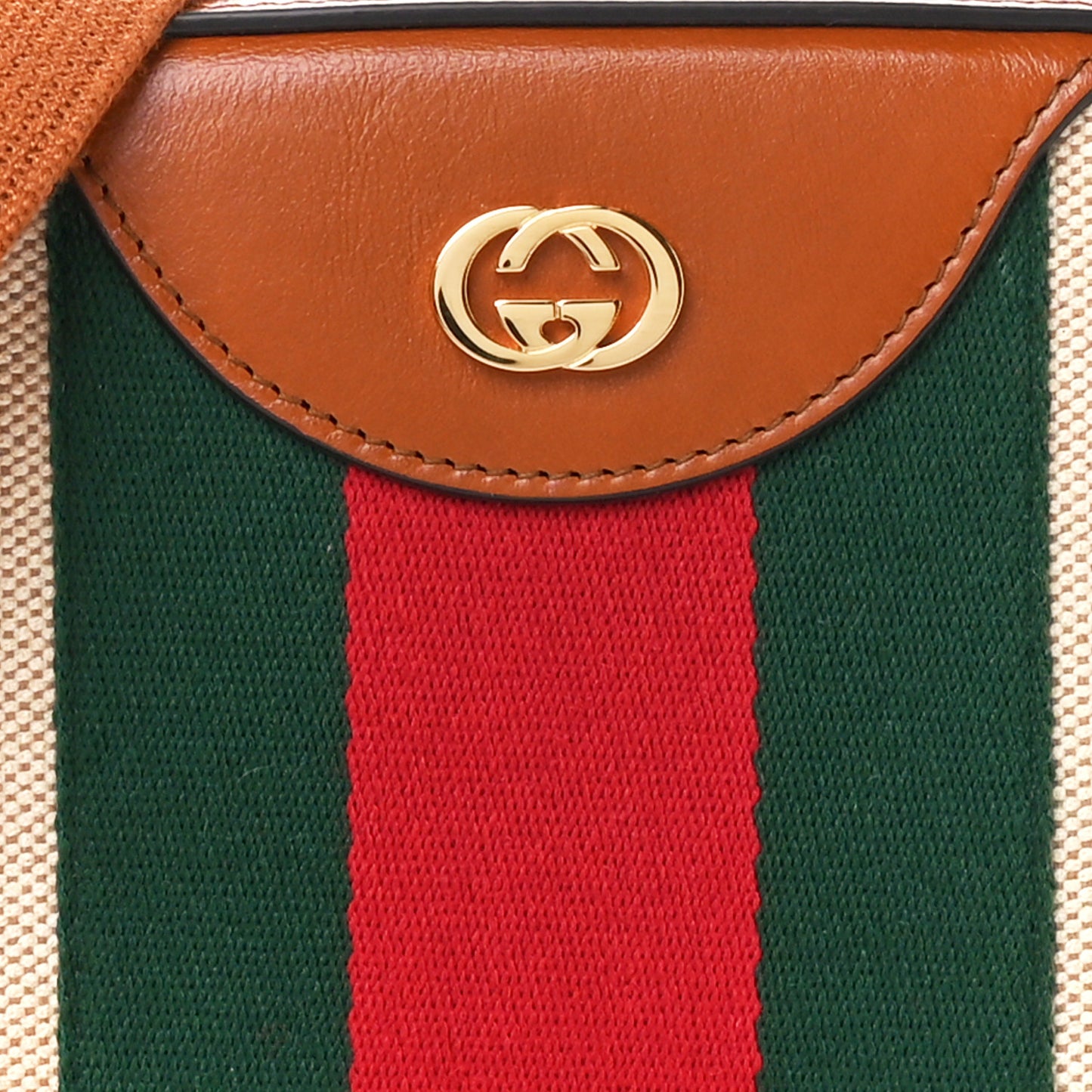 Vintage Canvas Web Shoulder Bag Sand Cuir