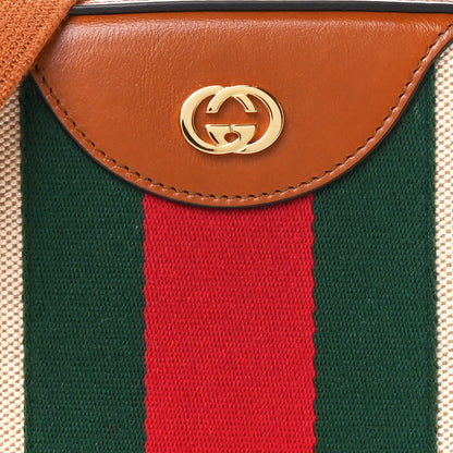 Gucci Vintage Canvas Web Shoulder Bag Sand Cuir 9 of 12