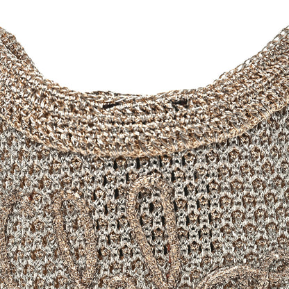 Chloe Metallic Crochet Calfskin Mini Summer Banana Hobo Silver 7 of 9