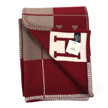 Hermes Wool Cashmere Avalon III Blanket Ecru Rouge H 2 of 3