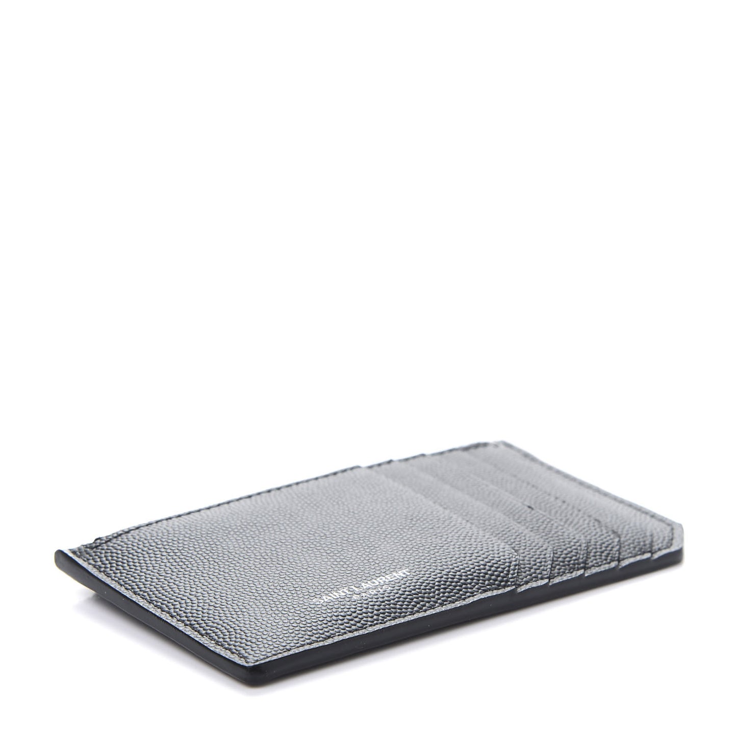 Grained Calfskin 5 Fragments Zip Pouch Card Holder Black