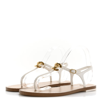 Chanel Lambskin CC Thong Sandals 39.5 White Gold 4 of 10