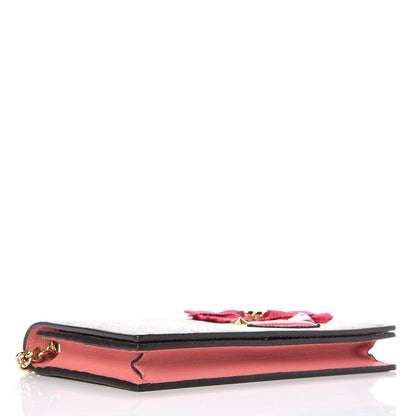 Gucci GG Supreme Monogram Face Embroidered Chain Wallet Pink 4 of 9