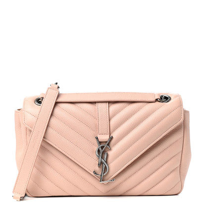Saint Laurent Grained Calfskin Matelasse Chevron Monogram Medium Chain Bag Pale Pink 1 of 10