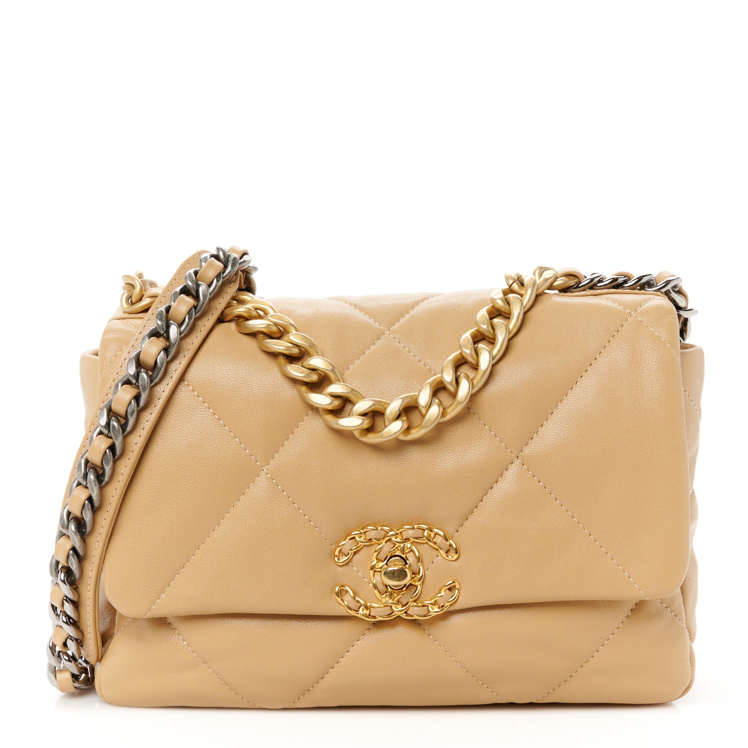 Chanel Lambskin Quilted Medium Chanel 19 Flap Beige 1 of 11
