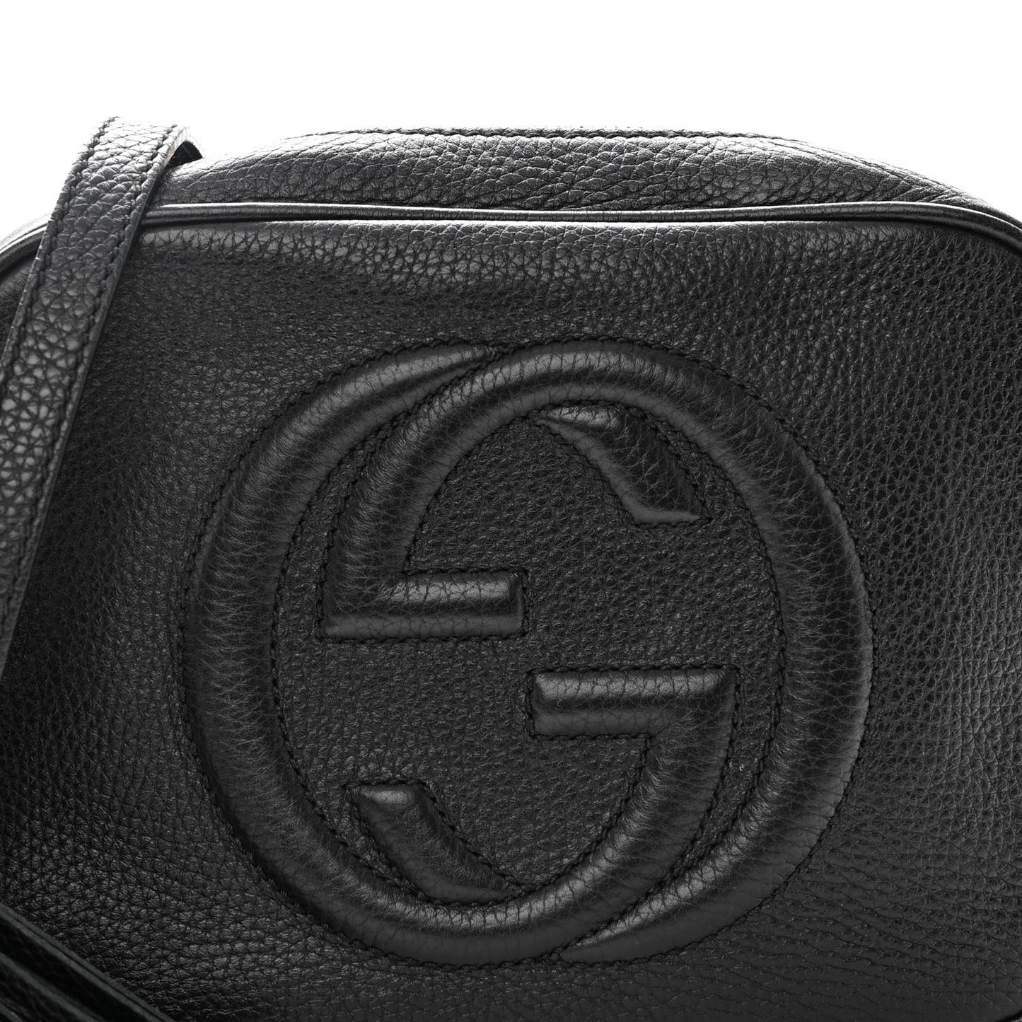 Pebbled Calfskin Small Soho Disco Bag Black