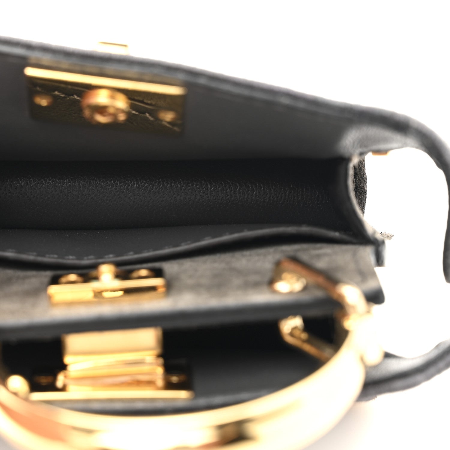 Fendi Fabric Calfskin Nano Peekaboo Maxi Handle Satchel Anthracite Asfalto 9 of 21