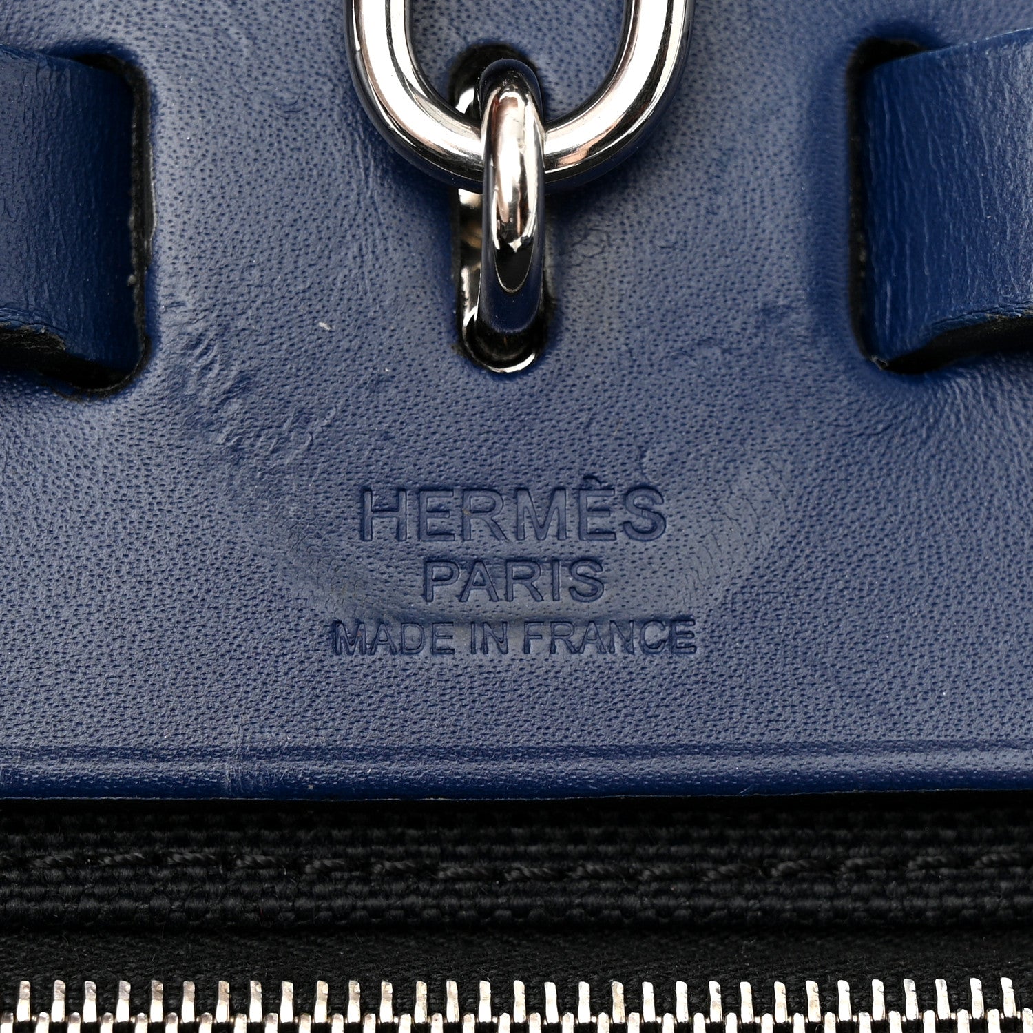 Hermes Military Toile Vache Hunter Herbag Zip 31 PM Black Bleu Saphir 7 of 14