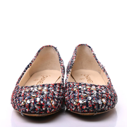 Chanel Tweed Crystal CC Ballerina Flats 38 Multicolor 2 of 10