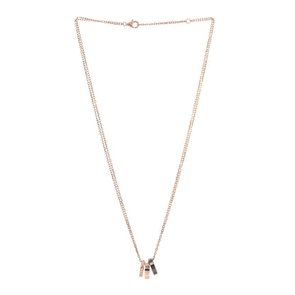 Cartier 18K Pink Gold Ceramic Diamond Three Ring LOVE Pendant Necklace 3 of 6