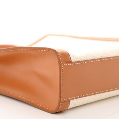 Celine Canvas Calfskin Logo Print Small Vertical Cabas Natural Tan 10 of 11