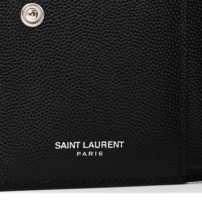 Saint Laurent Grain De Poudre Matelasse Chevron Monogram Zipped Two-Part Wallet Black 6 of 8