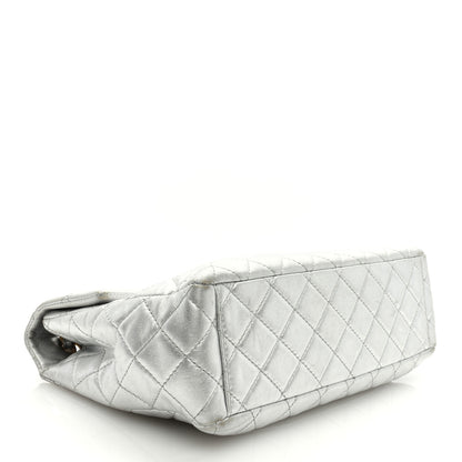 Chanel Metallic Lambskin Quilted Maxi Single Flap Silver 4 of 10