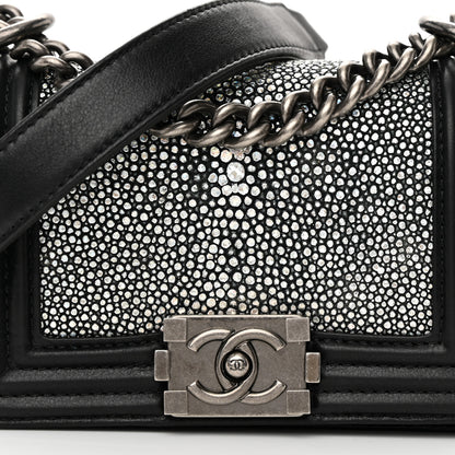 Chanel Galuchat Stingray Mini Boy Flap Black Silver 7 of 12