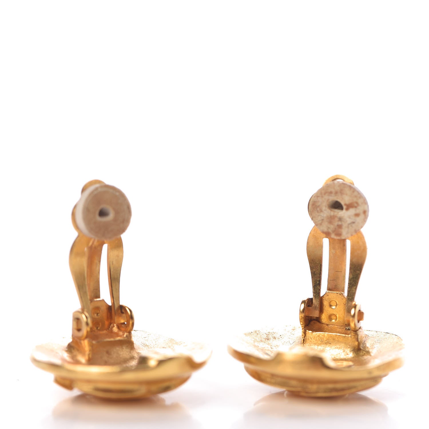 Chanel CC Button Clip On Earrings Gold 3 of 5