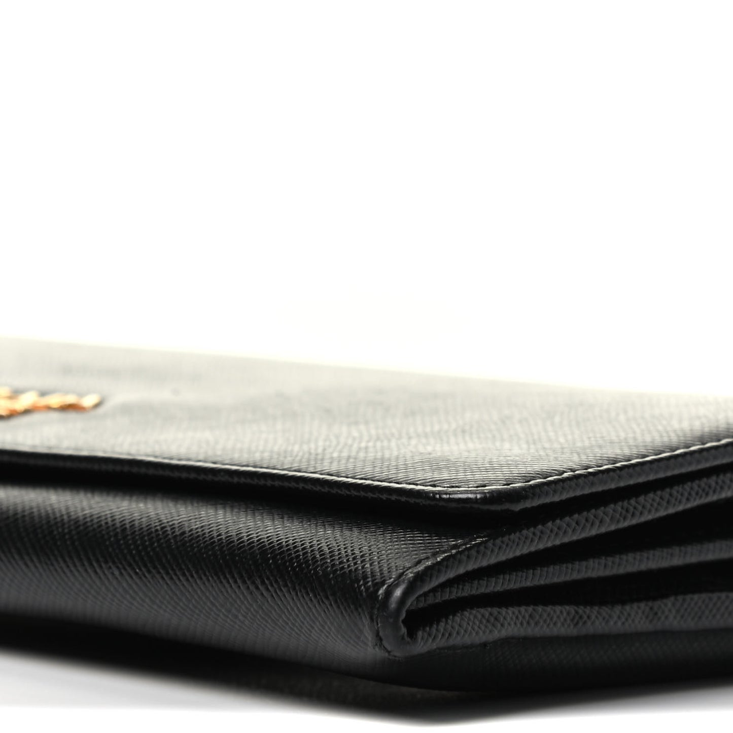Saffiano Metal Oro Chain Wallet Black