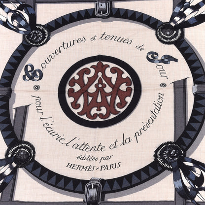 Hermes Silk Cashmere Couvertures Et Tenues de Jour Shawl 140 Natural Black 2 of 4