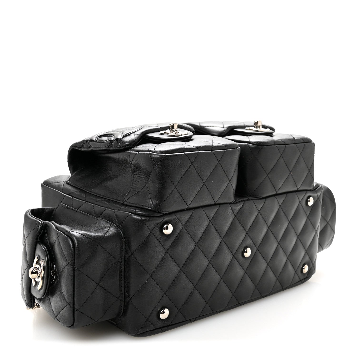 Chanel Calfskin Quilted Small Cambon Multipocket Reporter Black 4 of 10