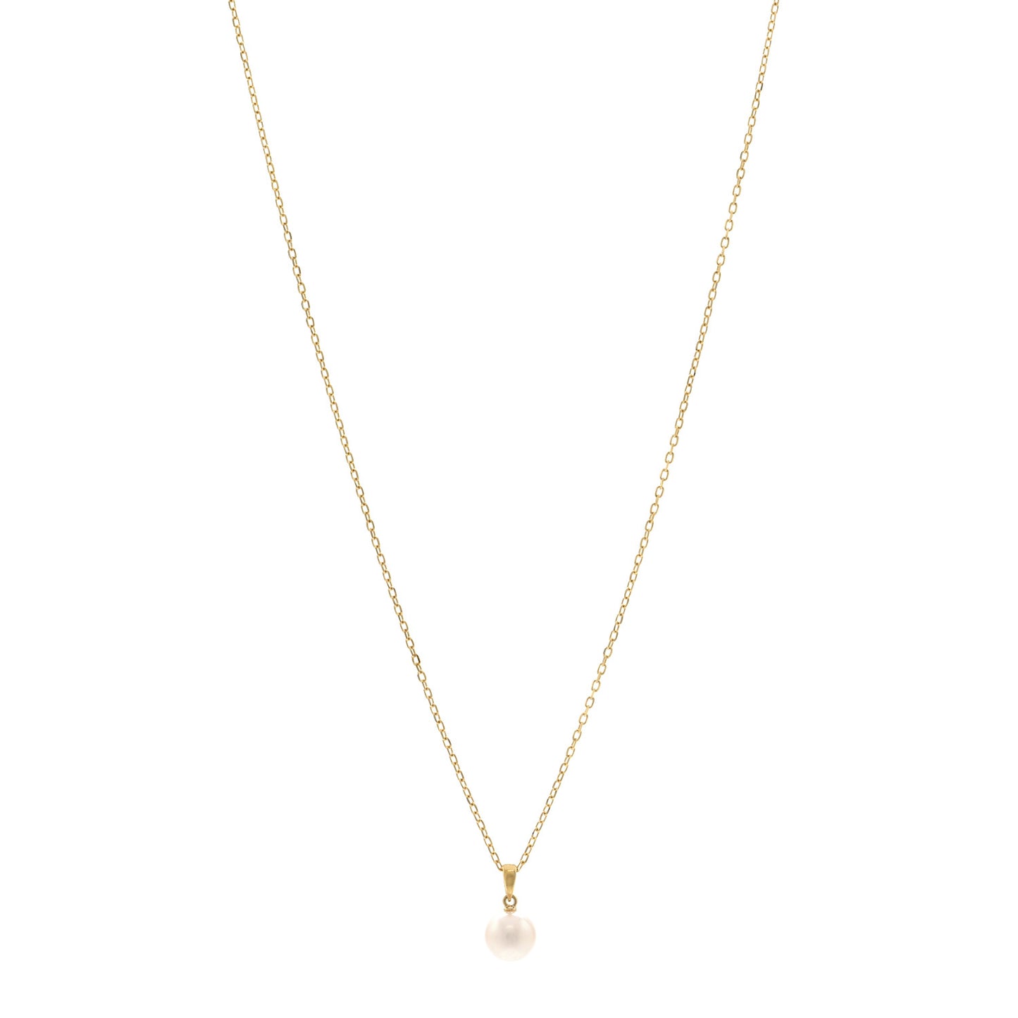 18K Yellow Gold Akoya Cultured Pearl 7-7.5mm Pendant Necklace