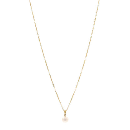 Mikimoto 18K Yellow Gold Akoya Cultured Pearl 7-7.5mm Pendant Necklace 1 of 4