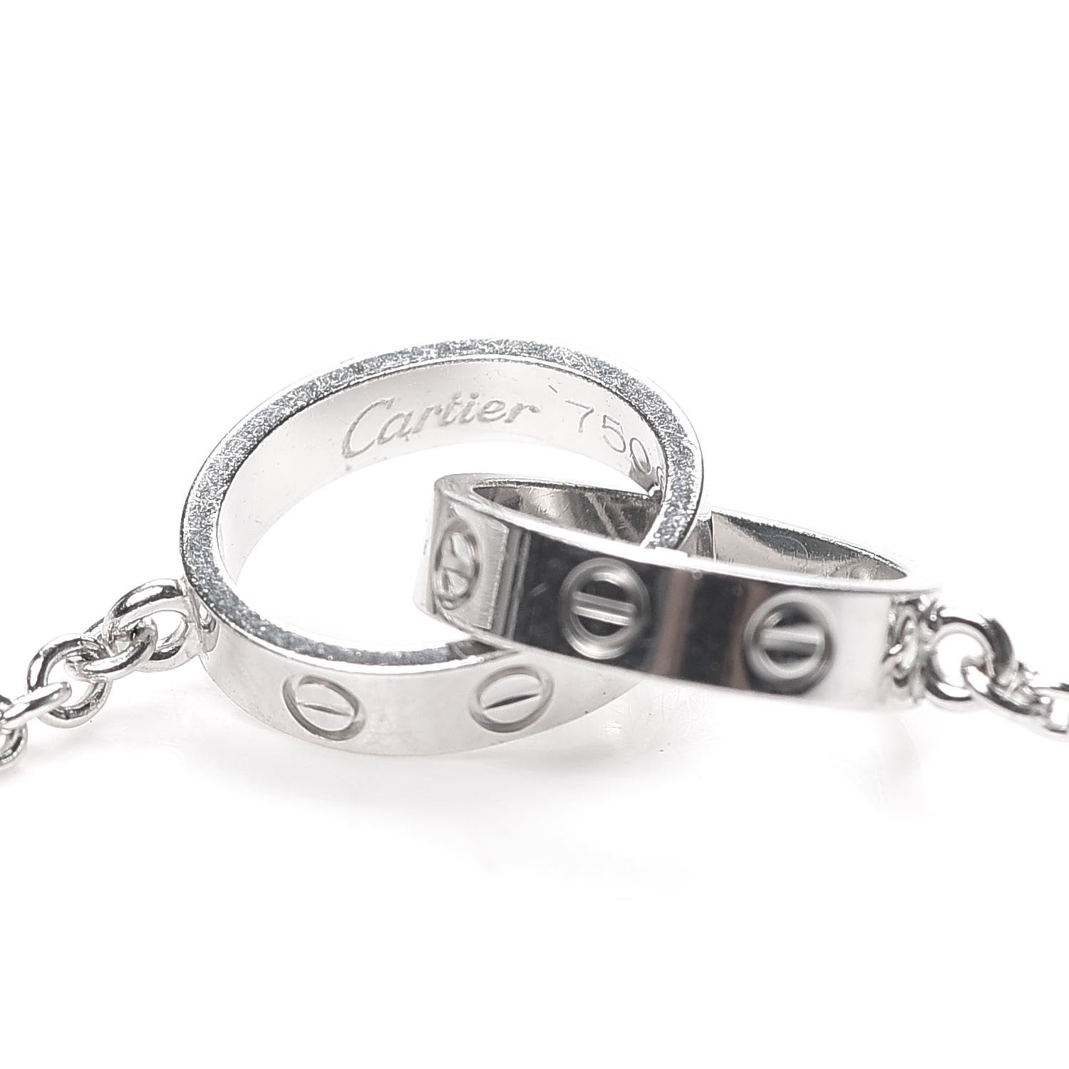Cartier 18K White Gold Interlocking LOVE Necklace 5 of 7