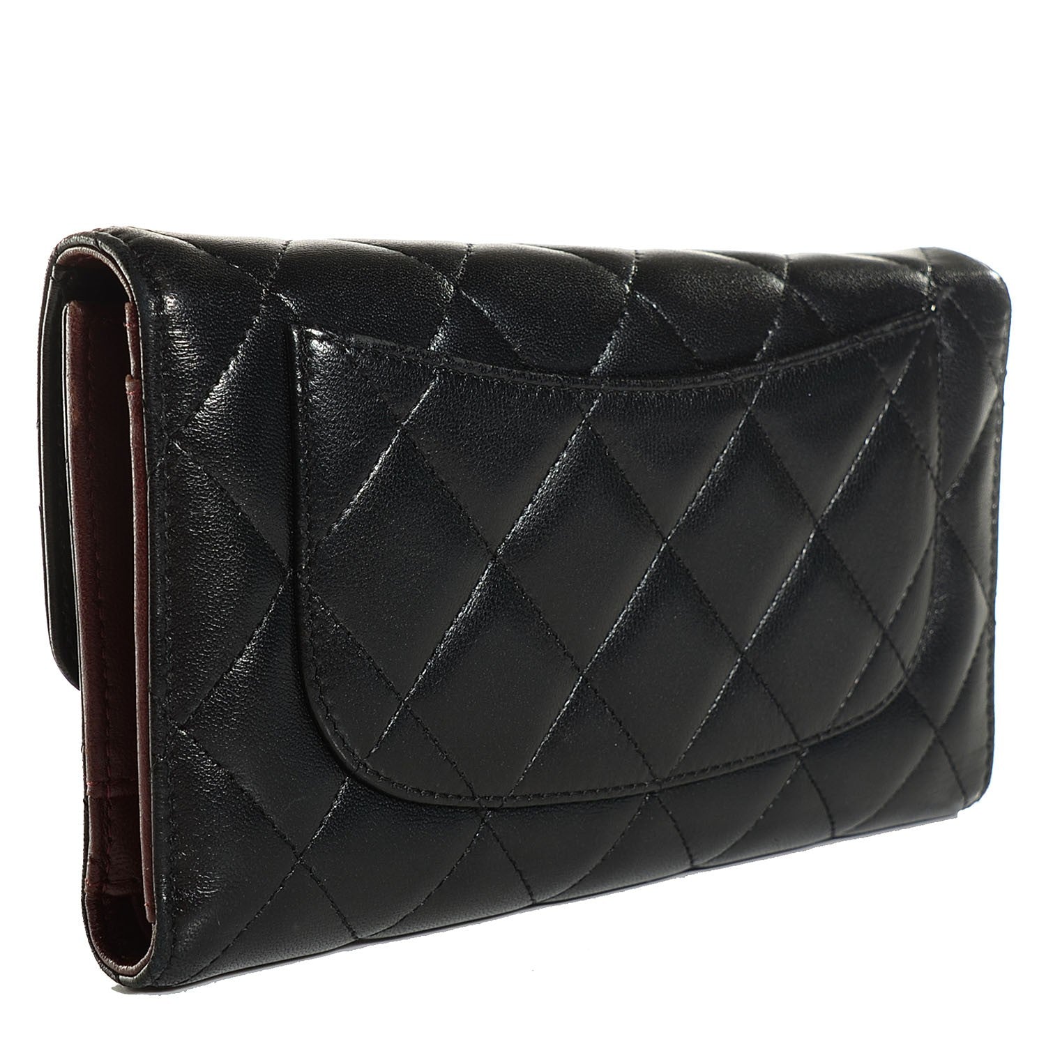 Chanel Lambskin Quilted Large Flap Wallet Black 3 of 9
