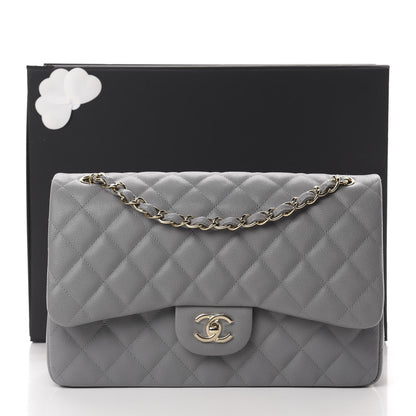 Chanel Caviar Quilted Jumbo Double Flap Grey 11 of 11