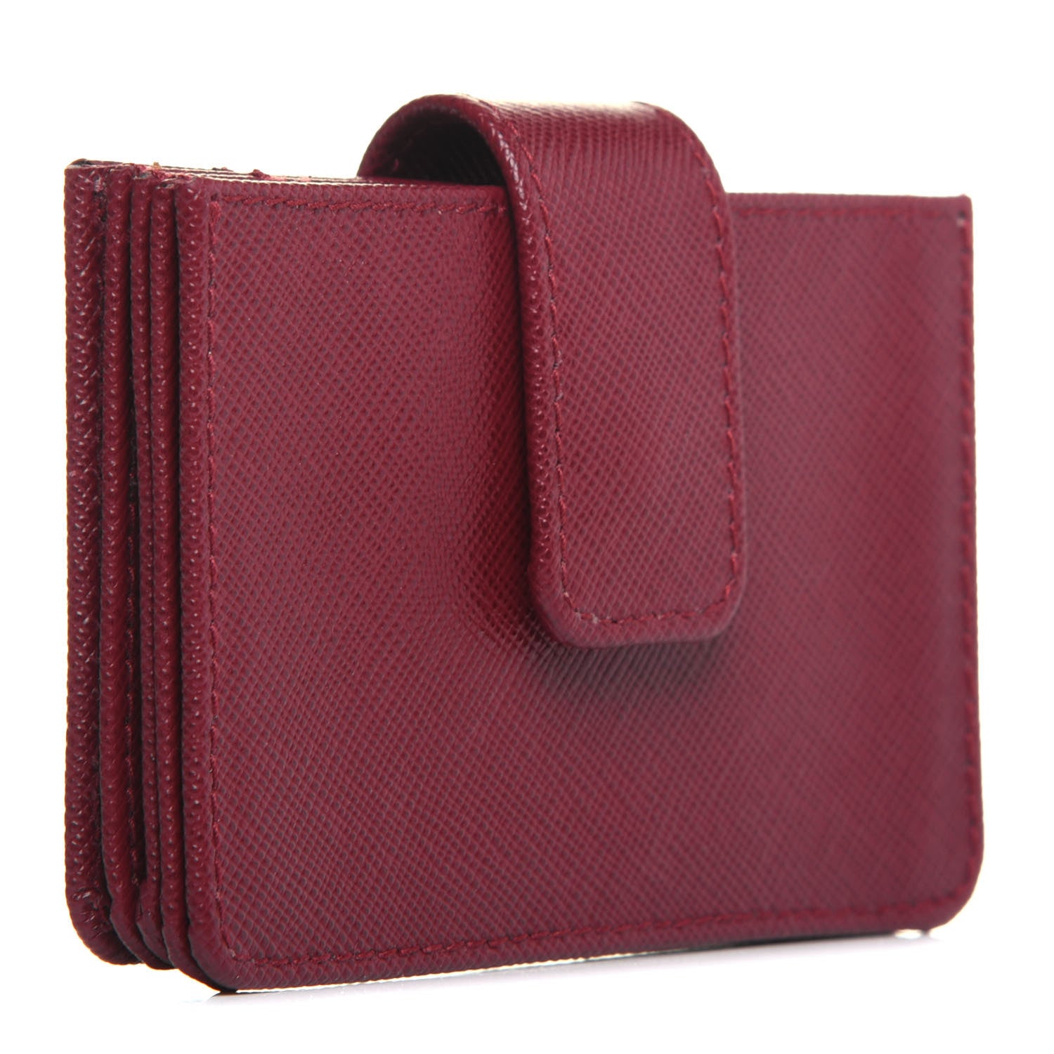 Prada Saffiano Metal Accordion Card Case Cerise 3 of 8