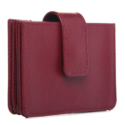 Prada Saffiano Metal Accordion Card Case Cerise 3 of 8