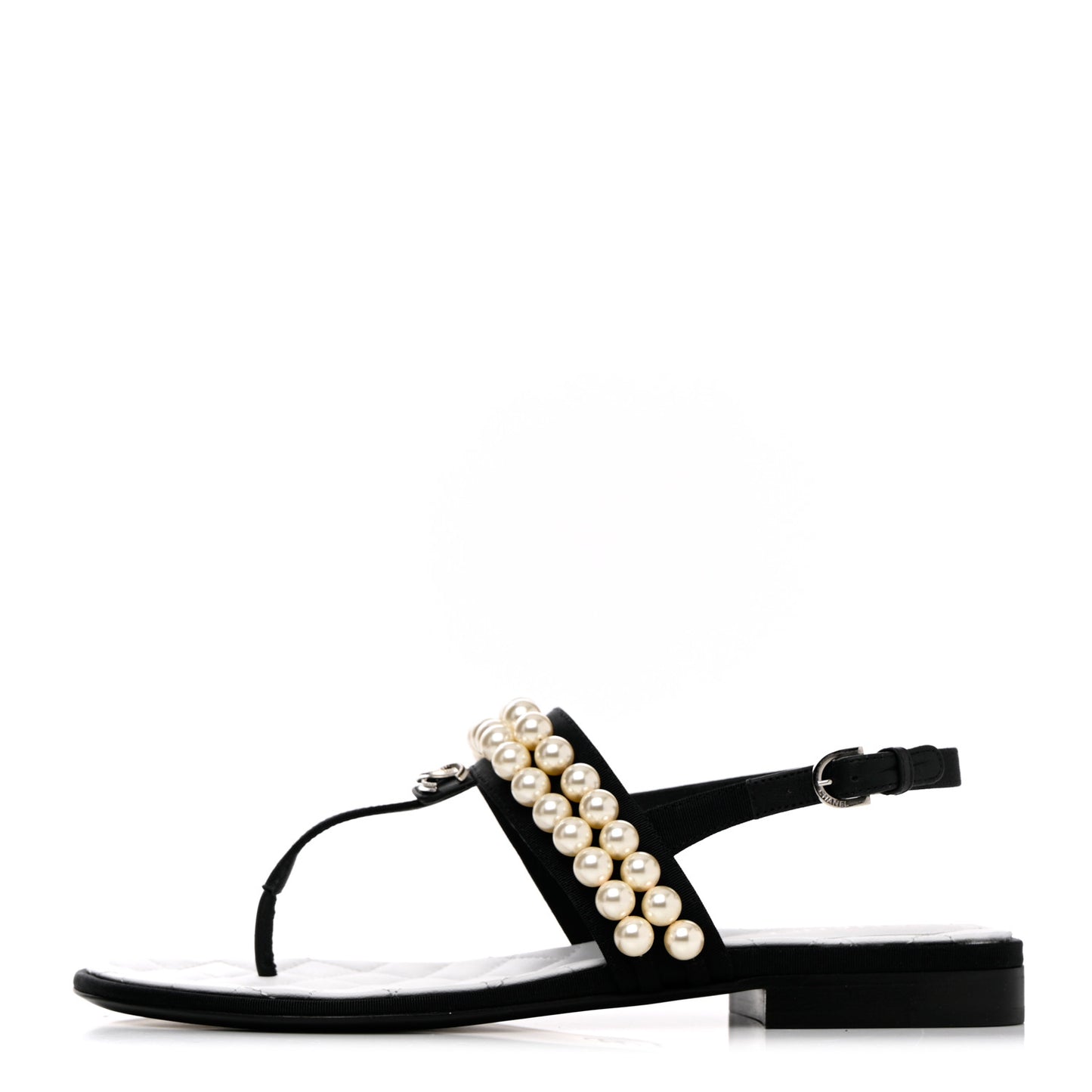 Grosgrain Pearl CC Sandals 37 Black