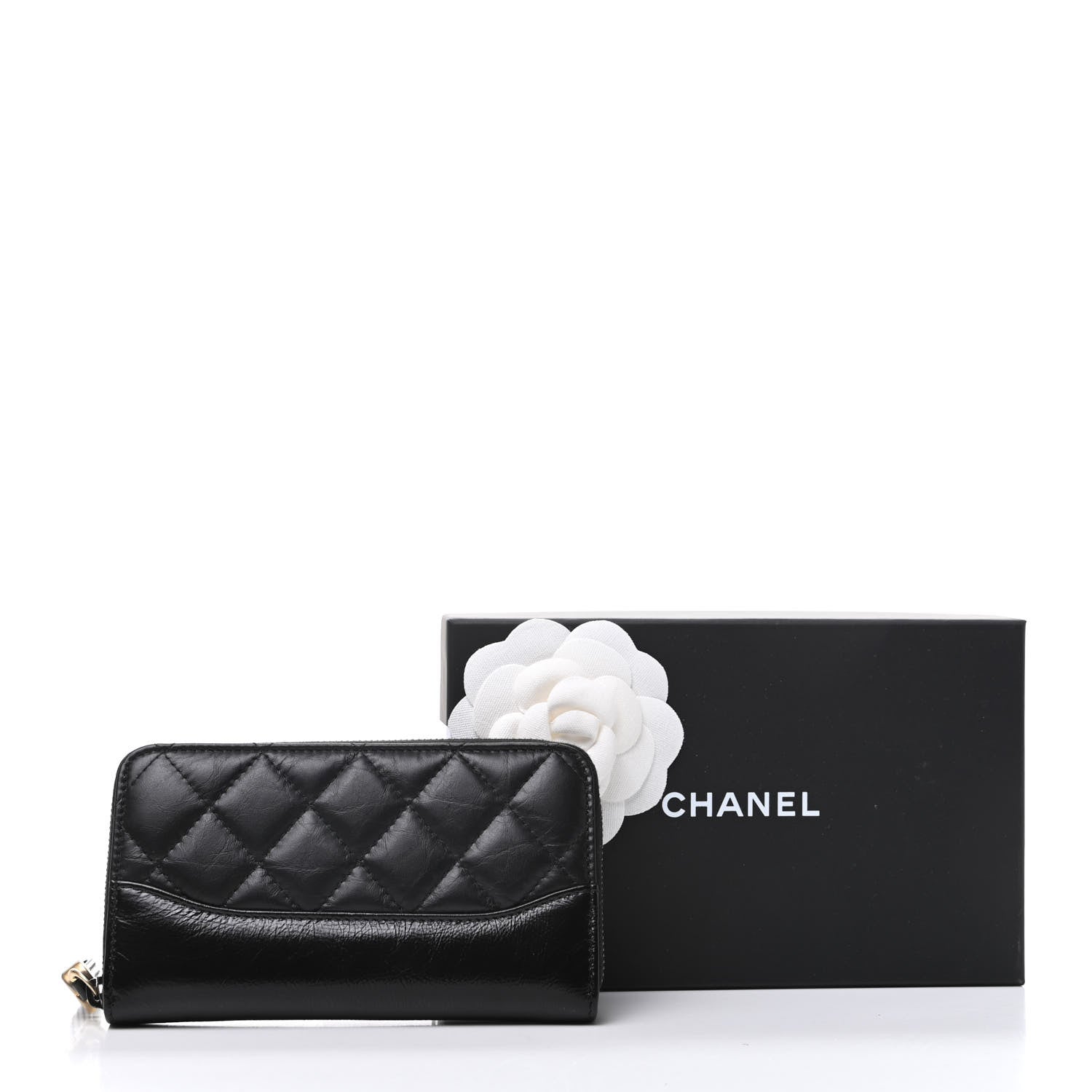 Chanel Aged Calfskin Quilted Small Gabrielle Zip Around Wallet Black 11 of 11